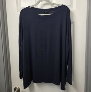 J. Jill Dark Blue WearEver Collection Flowy Lagenlook Casual Everyday Top XL